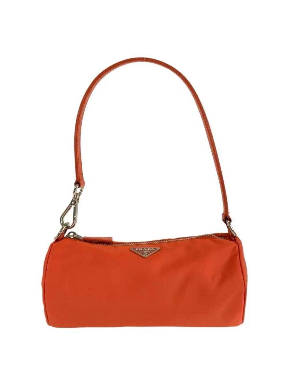 Prada Tessuto Orange Silver Nylon Handbag Pouch